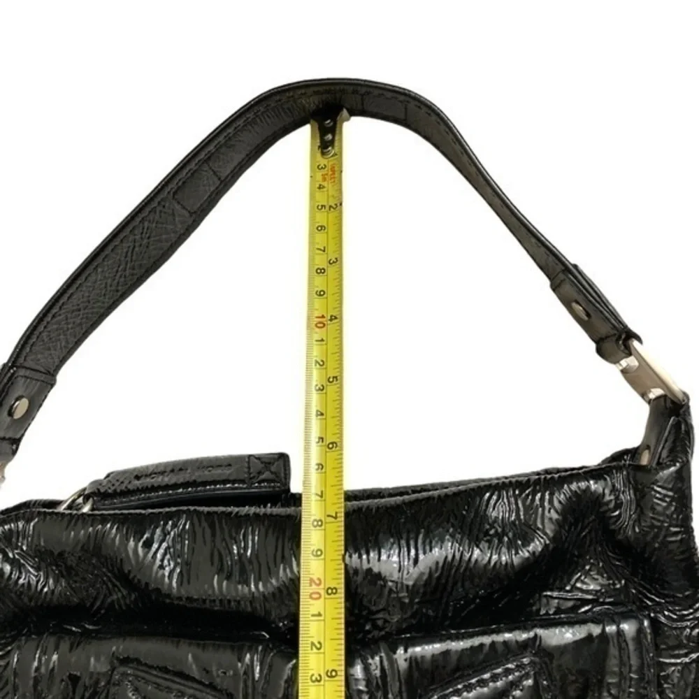 Michael kors black patent leather hobo bag
